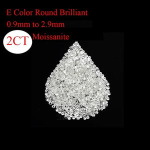 Loose Moissanite Stone Small Size 0.9Mm to 2.9Mm E Color White round Brilliant Cut Loose Beads