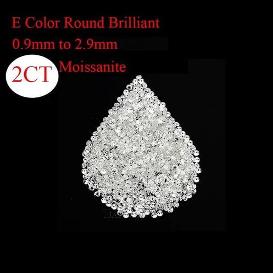 Loose Moissanite Stone Small Size 0.9Mm to 2.9Mm E Color White round Brilliant Cut Loose Beads
