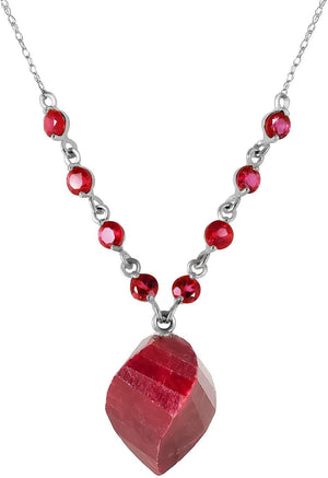 16.25 Ct 14K Solid White Gold Pendant Drop Necklace Twisted Dyed Briolette Ruby Pendant