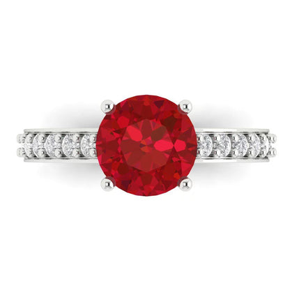 2.18Ct round Cut Simulated Tourmaline 14K White Gold Anniversary Engagement Ring Size 3.75