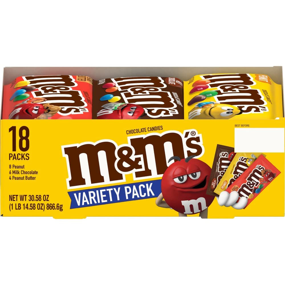 Peanut, Peanut Butter & Milk Chocolate Variety Pack Full Size Milk Chocolate Candy Assortment, 30.58 Oz 18 Ct