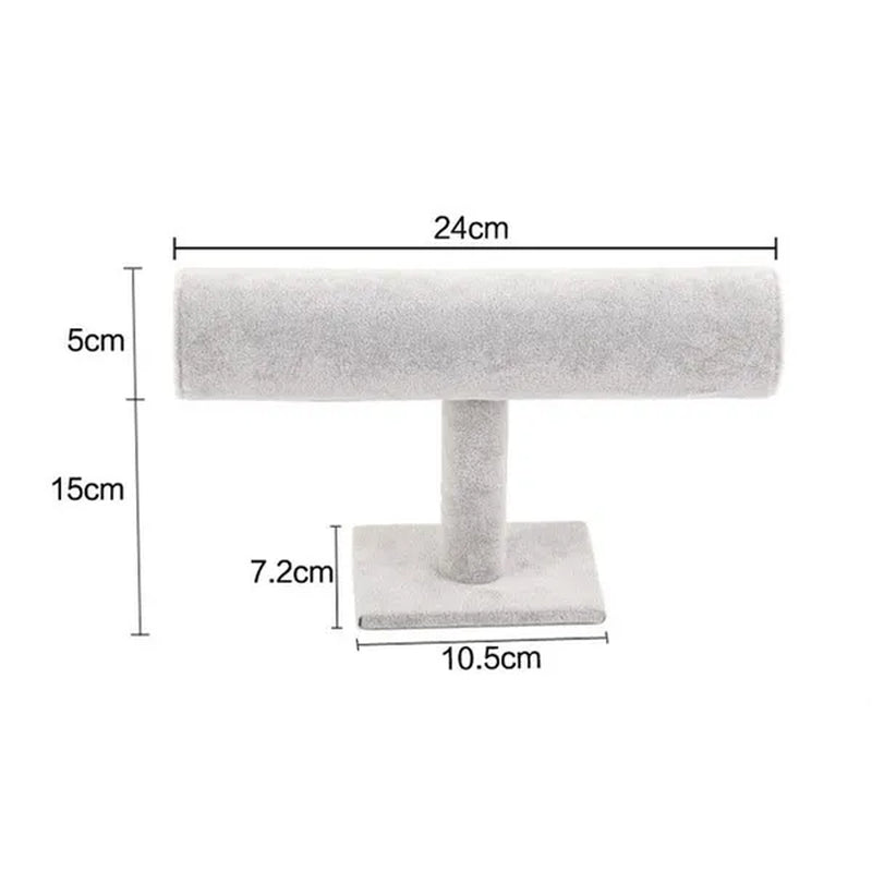 Portable Velvet Bracelet Bangle Necklace Display Stand Holder Watch Jewelry Organizer T-Bar Rack