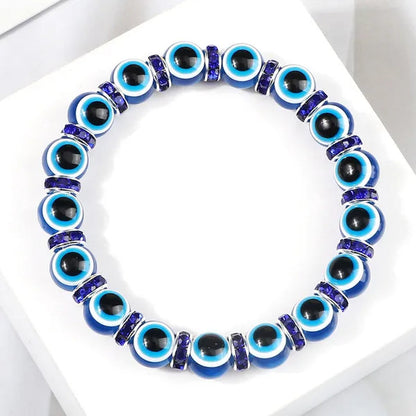 New Fashion Crystal Turkish Lucky Evil Eye Bracelets Blue Evil Eye Bead Bracelet Men Women Handmade Lucky Jewelry Charm Bracelet Female Dropshipping