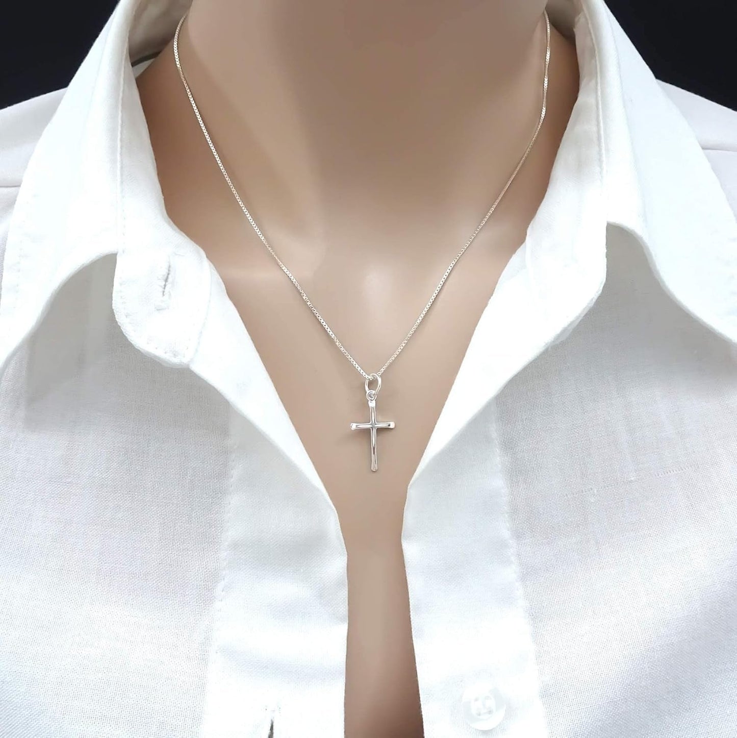 Delicate and Dainty Tiny Sterling Silver Cross Necklace for Women, Gift Necklace for Teens, Godmother Gift, Goddaughter Gift Necklace, 18 Inches