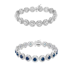 Lab Created Gemstone and Halo Bracelet