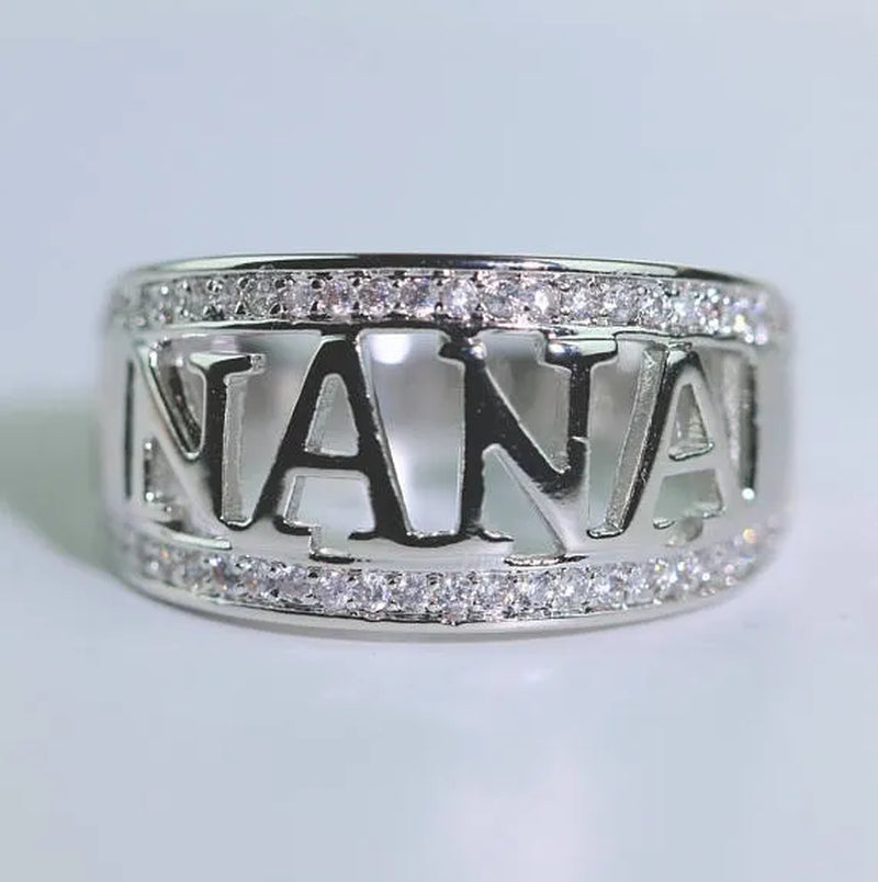Gift Delicate Nana Ring Brass Cubic Zirconia Diamond Jewelry Grandmother Christmas Gift Birthday Gift - WORLD TIME VISITS