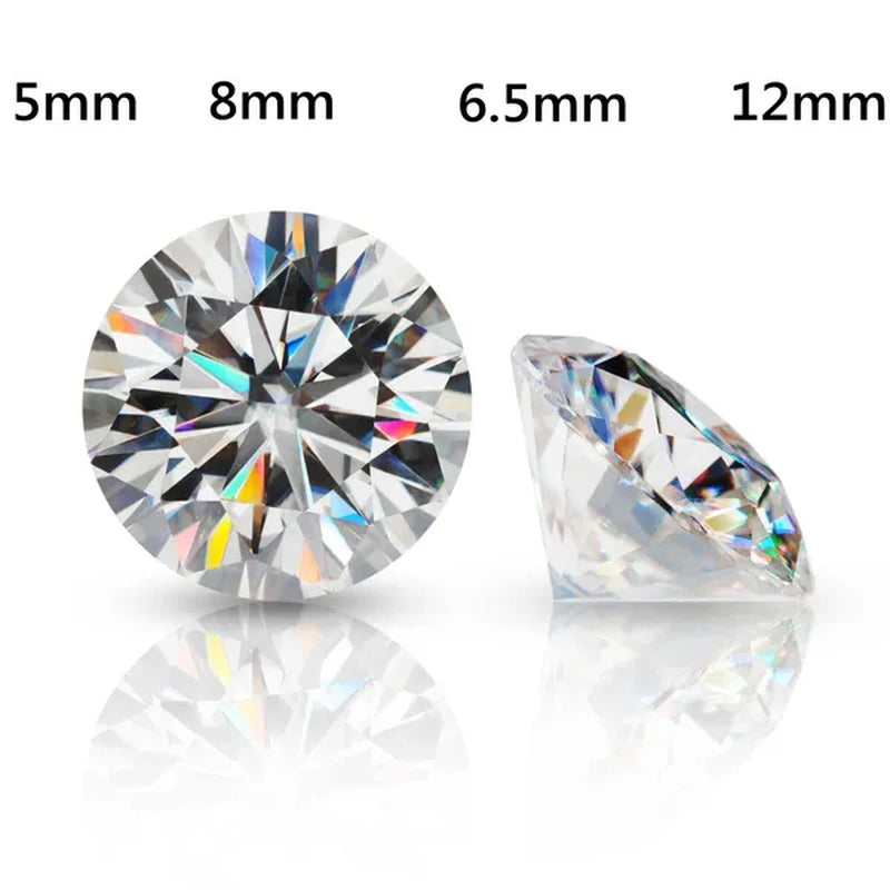 Moissanite 4 colors 5-12MM round high quality cut bare diamond gemstone DIY jewelry making