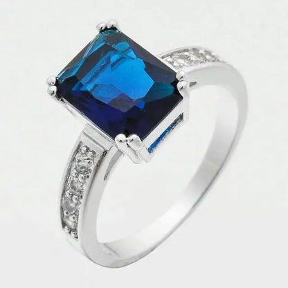 6-Color Natural 3.58CT White/Alexandrite/Sapphire/Pink/Emerald/Ruby Diamond 14K White Gold Ring Size 6-10