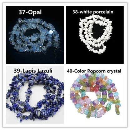 80Kinds 5-8MM natural stone irregular shape free-form chip beads tiger eye amethyst turquoise white crystal red coral Lapis lazuli used for jewelry making DIY bracelet 30"