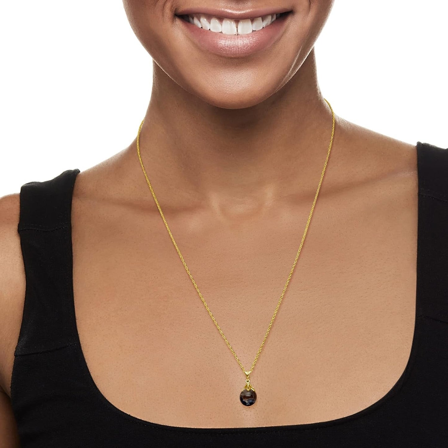 Floating Gemstone Pendant Necklace in 14Kt Yellow Gold