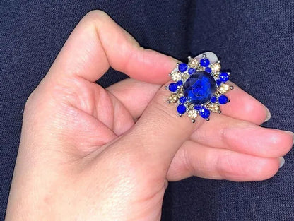 Women Vintage 925 Silver Plated Sapphire CZ Gemstone Ring Jewelry Size 6-10# - WORLD TIME VISITS