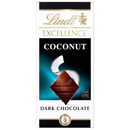 EXCELLENCE Coconut Dark Chocolate Candy Bar, Dark Chocolate with Coconut Flakes, 3.5 Oz.