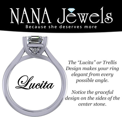 1To4Ct Simulated Diamond Engagement Ring Round-Princess-Cushion-Asscher Solitaire Lucita Cz & Silver