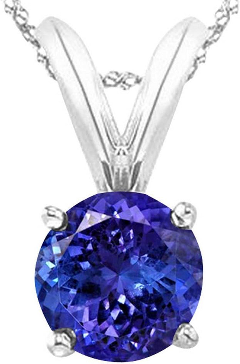 1/2 to 5 Carat round Natural Real Tanzanite/Sapphire/Ruby/Emerald/Black/Brown/Blue Diamond Pendant Necklace AAA Quality