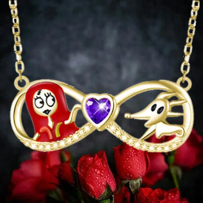 Fashion Creative Women'S Infinite Heart Diamond Necklace Cartoon Ghost Diamond Pendant Engagement Necklaces for Women Jewelry Accessories Birthday Anniversary Gift
