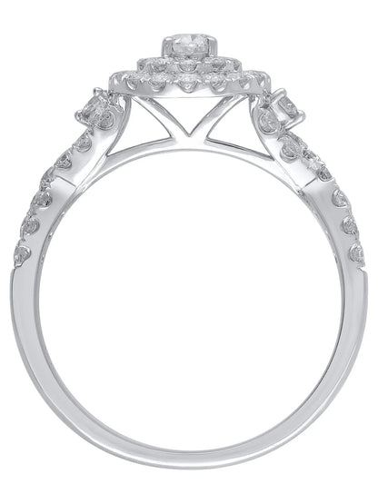 1 Carat T.W. (I2 Clarity, H-I Color)  Oval Cut Diamond Engagement Ring in 10Kt White Gold, Size 7