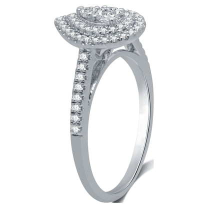 1/2 CTTW Diamond Women'S Pear Halo Engagement Ring 10K White Gold