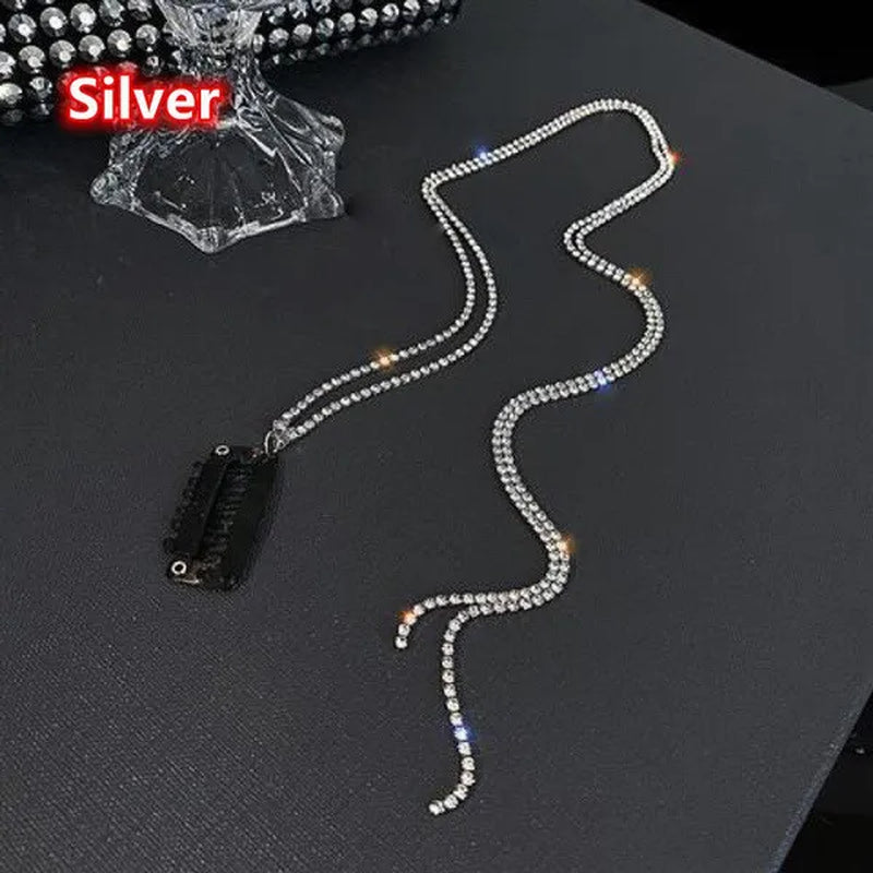 Fashion Flashing Diamond Chain Hairpin Tassel Braided Hair Hairpin for Women Girls