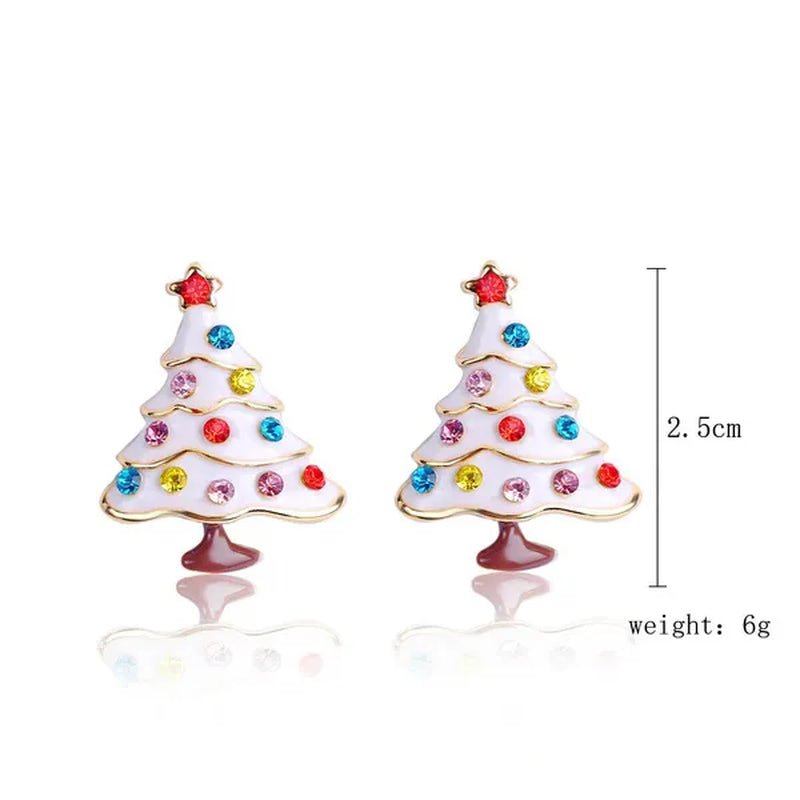 Christmas Jewelry with Diamond Snowflake Bell Christmas Earrings Christmas Tree Earrings Set Christmas Earrings Deer Stud Earrings - WORLD TIME VISITS