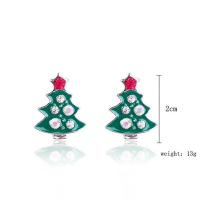 Christmas Jewelry with Diamond Snowflake Bell Christmas Earrings Christmas Tree Earrings Set Christmas Earrings Deer Stud Earrings - WORLD TIME VISITS