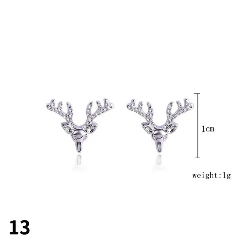 Christmas Jewelry with Diamond Snowflake Bell Christmas Earrings Christmas Tree Earrings Set Christmas Earrings Deer Stud Earrings - WORLD TIME VISITS