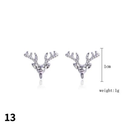 Christmas Jewelry with Diamond Snowflake Bell Christmas Earrings Christmas Tree Earrings Set Christmas Earrings Deer Stud Earrings - WORLD TIME VISITS