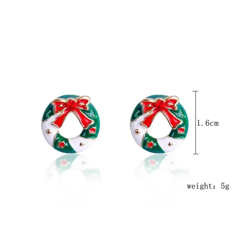 Christmas Jewelry with Diamond Snowflake Bell Christmas Earrings Christmas Tree Earrings Set Christmas Earrings Deer Stud Earrings - WORLD TIME VISITS