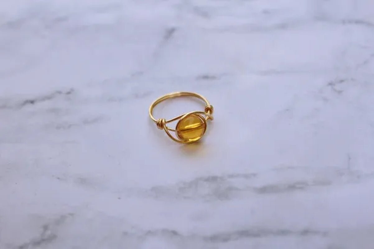 Citrine ring, citrine gemstone jewelry, citrine stone ring, gold citrine ring, wire wrapped ring, wire ring, gemstone ring, statement ring - WORLD TIME VISITS