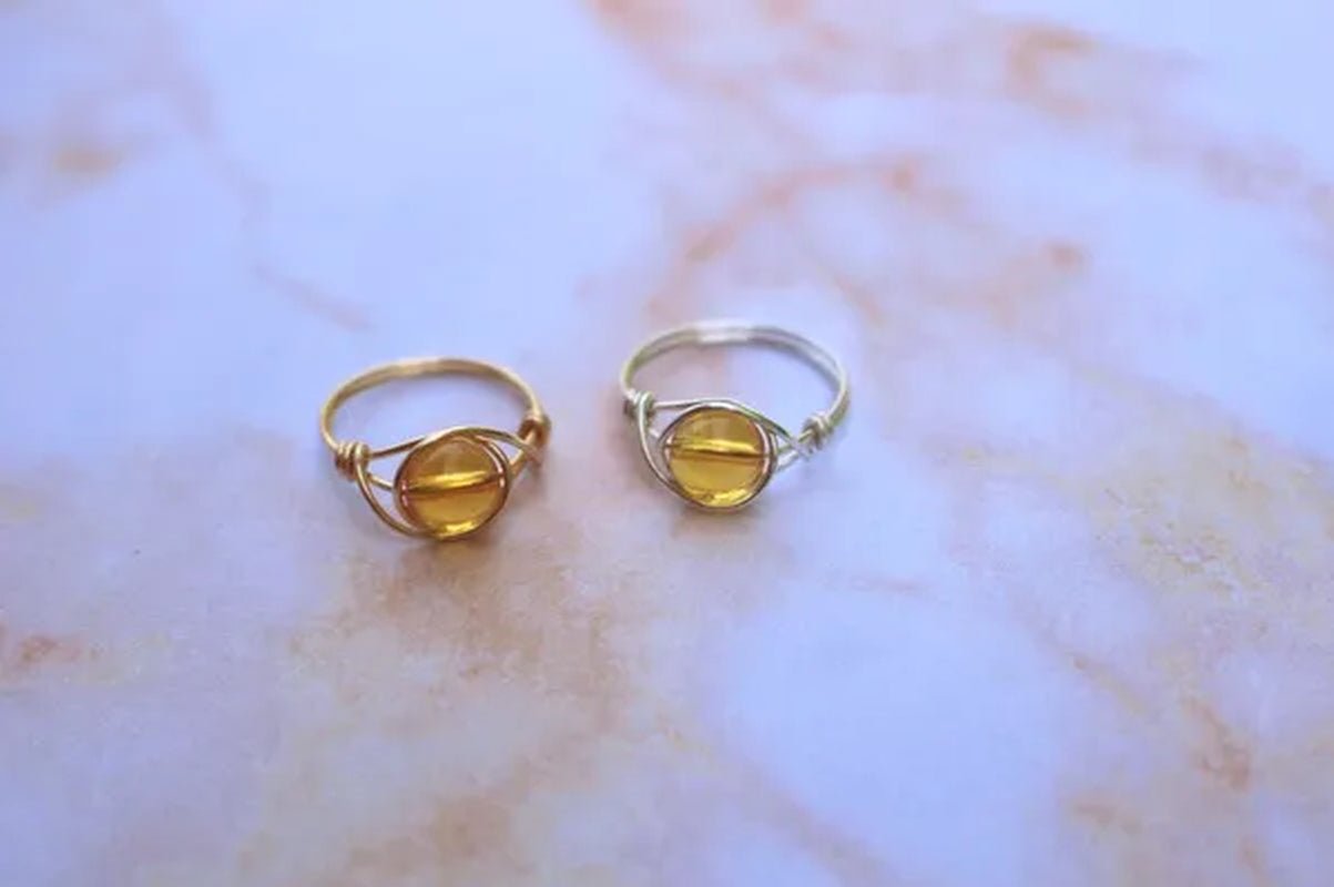 Citrine ring, citrine gemstone jewelry, citrine stone ring, gold citrine ring, wire wrapped ring, wire ring, gemstone ring, statement ring - WORLD TIME VISITS