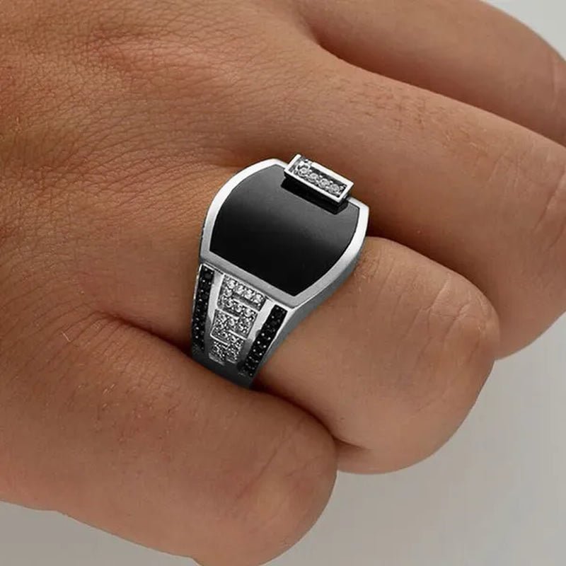 Classic Domineering Men's Fashion Exquisite 925 Sterling Silver Ring Natural Charm Black Diamond Ring Wedding Engagement Boyfriend Party Casual Accessories Father's Day Birthday Gift Business Men's Luxury Jewelry US Size US5 - 14 Bague Homme - WORLD TIME VISITS
