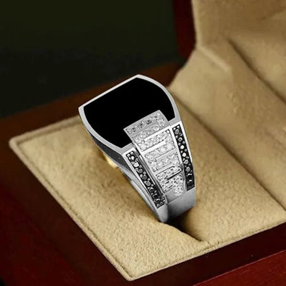 Classic Domineering Men's Fashion Exquisite 925 Sterling Silver Ring Natural Charm Black Diamond Ring Wedding Engagement Boyfriend Party Casual Accessories Father's Day Birthday Gift Business Men's Luxury Jewelry US Size US5 - 14 Bague Homme - WORLD TIME VISITS