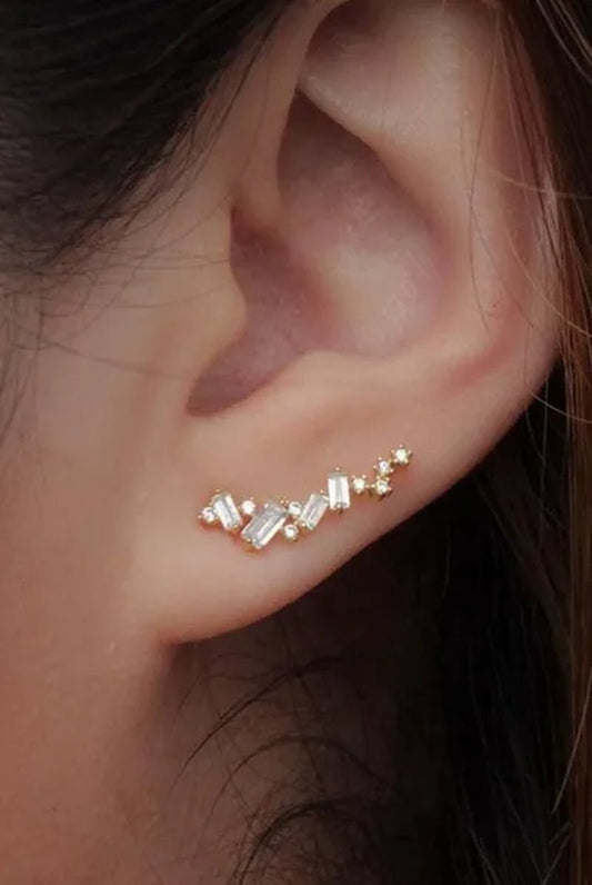 Climbing Earrings for Women Crystal Zircon Stud Earrings Girl Birthday Party Gift Jewelry - WORLD TIME VISITS
