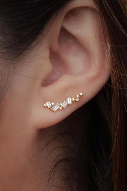 Climbing Earrings for Women Crystal Zircon Stud Earrings Girl Birthday Party Gift Jewelry - WORLD TIME VISITS