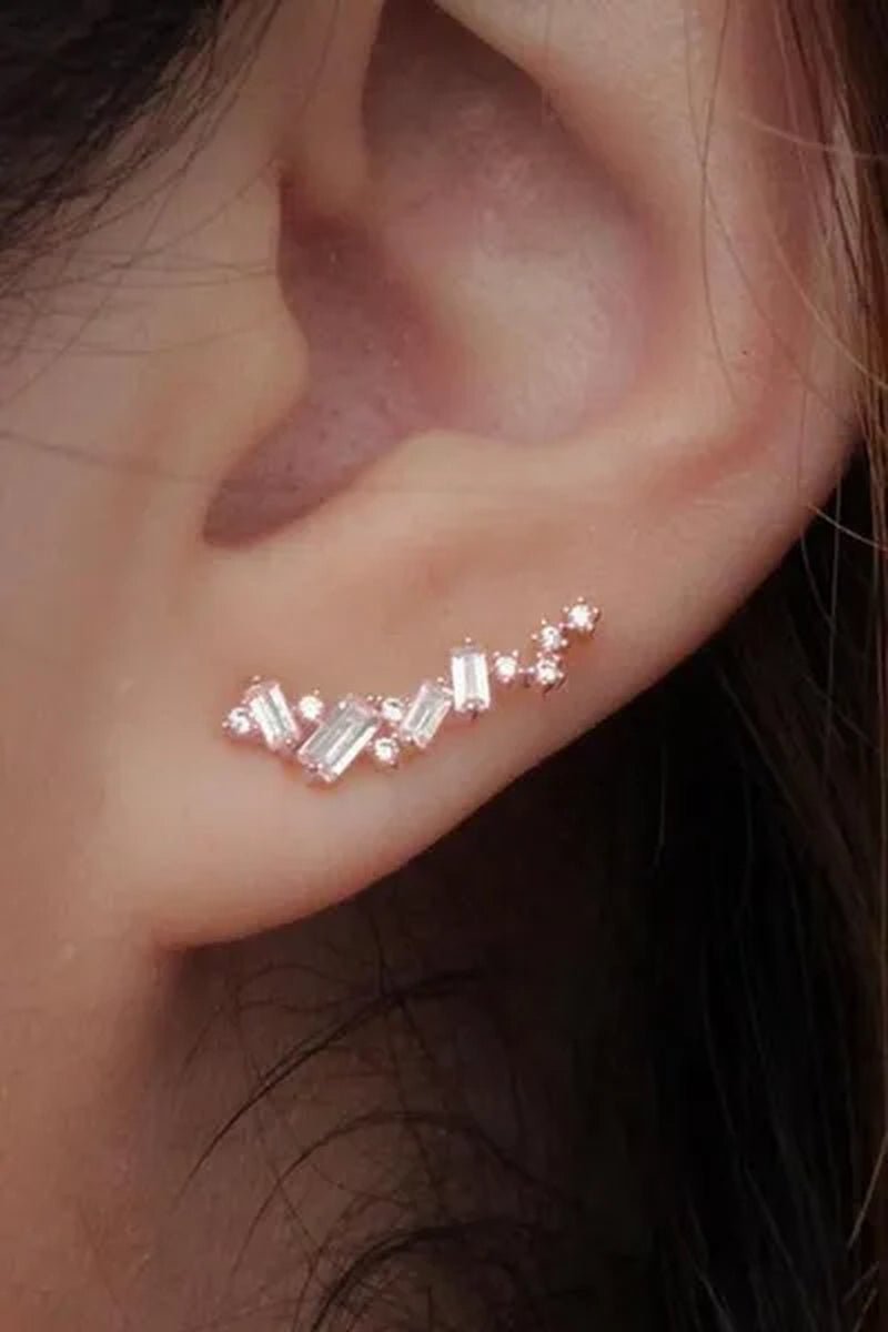 Climbing Earrings for Women Crystal Zircon Stud Earrings Girl Birthday Party Gift Jewelry - WORLD TIME VISITS