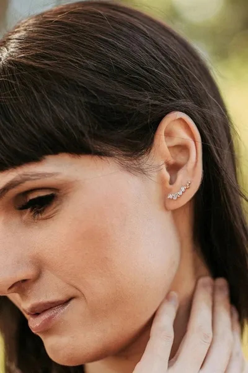 Climbing Earrings for Women Crystal Zircon Stud Earrings Girl Birthday Party Gift Jewelry - WORLD TIME VISITS