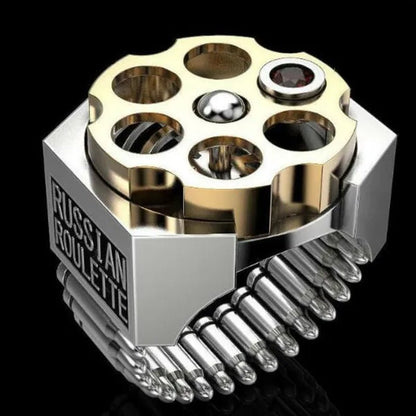 Creative Gifts Hardcover Design Nano Craft Stainless Steel Ring Plated Two Colors Gold and Silver Revolver Bullet Roulette Ruby Jewelry Father'S Day Anniversary Gift Banquet Party Band Ring for Boyfriend Husband Size 6 - 13 - WORLD TIME VISITS