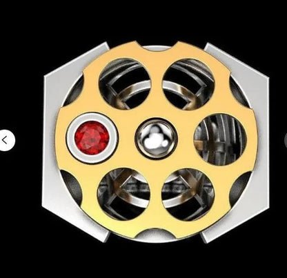 Creative Gifts Hardcover Design Nano Craft Stainless Steel Ring Plated Two Colors Gold and Silver Revolver Bullet Roulette Ruby Jewelry Father'S Day Anniversary Gift Banquet Party Band Ring for Boyfriend Husband Size 6 - 13 - WORLD TIME VISITS