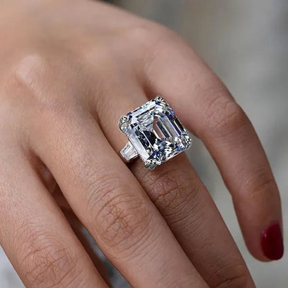 Luxury Silver Plated Created Pink White Sapphire Square Cut Diamond Wedding Engagement Cocktail Women Moissanite Rings Fine Jewelry