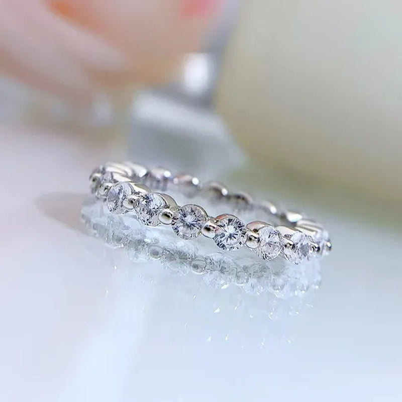 Fashion Bride Jewelry Luxury 925 Sterling Silver Ring Full Eternal Moissanite Diamond Rings for Women Proposal Wedding Engagement Anniversary Party Band Gift
