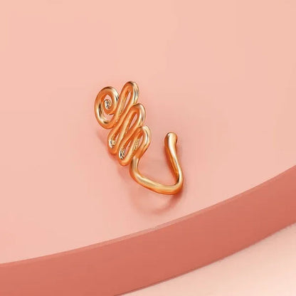 1 PC Crystal Diamond Zircon Star Heart Moon Fake Piercing Nose Ring Copper Spiral Non Piercing Clip on Nose Ring Ear Clips Cuff Fashion Body Jewelry - WORLD TIME VISITS