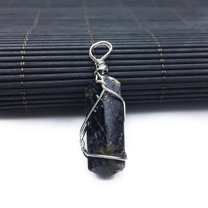 4pcs Natural Black Tourmaline Natural Stone Pendants Reiki Bead Pendant Nunatak Raw Chakra Healing Energy Stone Wire Wrapped Jewelry