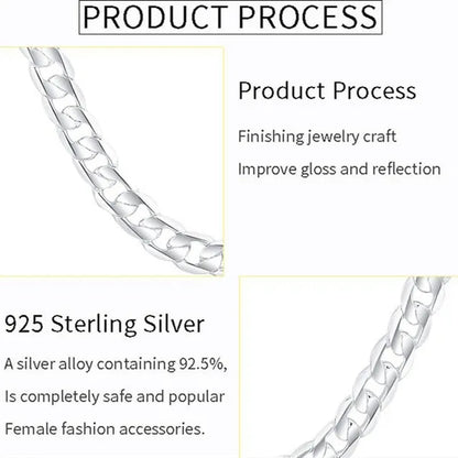 Wholesale 925 Sterling Silver Fashion Jewelry Sets 4MM/6MM/8MM Curb Link Chain Necklace Bracelet for Women and Men Fashion Wedding Party Engagement Jewelry Gift-Genuine Sterling Silver