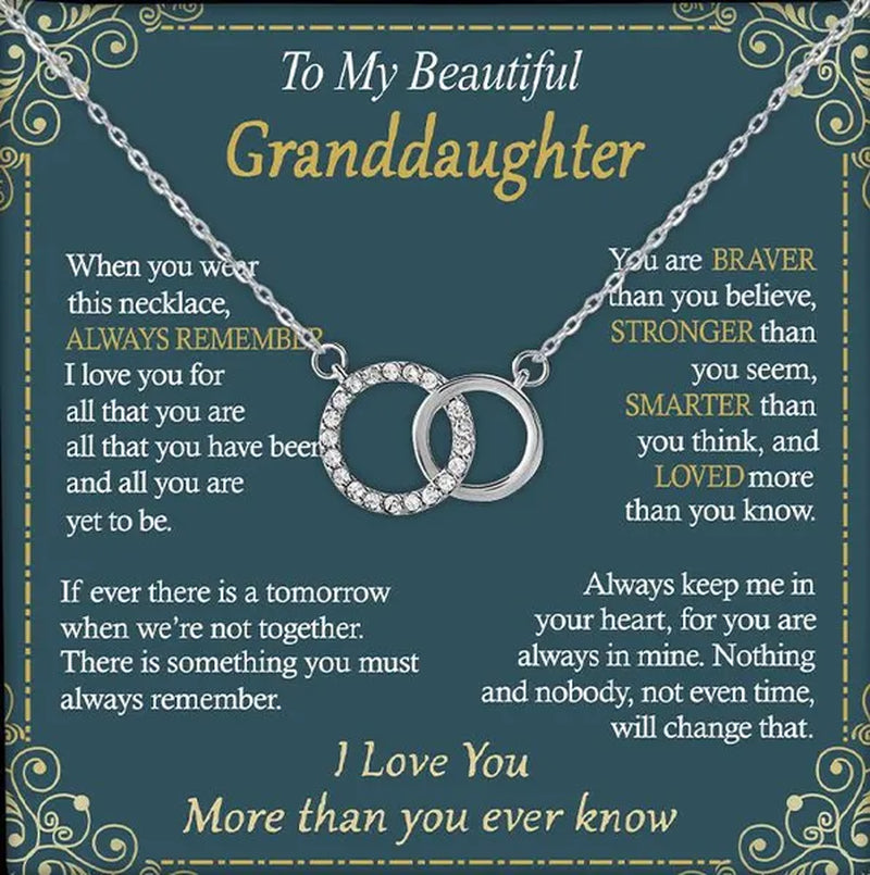 To My Beautiful Granddaughter 925 Sterling Silver Cubic Zirconia Perfect Pair Necklace Message Card Gifts Granddaughter Gifts