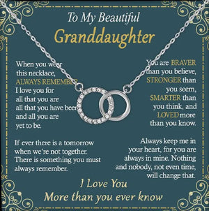 To My Beautiful Granddaughter 925 Sterling Silver Cubic Zirconia Perfect Pair Necklace Message Card Gifts Granddaughter Gifts