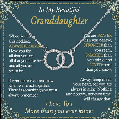 To My Beautiful Granddaughter 925 Sterling Silver Cubic Zirconia Perfect Pair Necklace Message Card Gifts Granddaughter Gifts