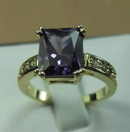 6-Color Natural 3.58CT White/Alexandrite/Sapphire/Pink/Emerald/Ruby Diamond 14K Yellow Gold Ring Size 6-10