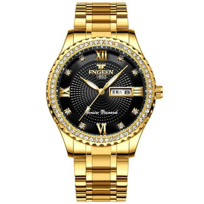 Men Watch, 30M Waterproof Stainless Steel Wrist Watches, Business Dress Casual Analog Quartz Diamond Watch, Classic Luxury Chronograph Wristwatches for Men
