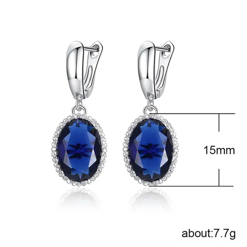 Luxury Earrings Attractive Silver Huge Purple Amethyst Engagement Wedding Earrings