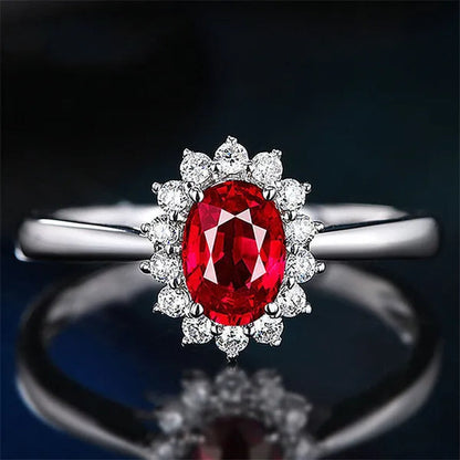New Ruby Diana Sunflower Lady  Ring Classic Living Mouth Design Women's Ring