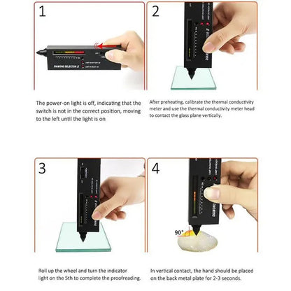 1PC LED Diamond Indicator Test Pen Diamond Tester Gemstone Gem Selector Jewelry Watcher Tool (Without Battery)